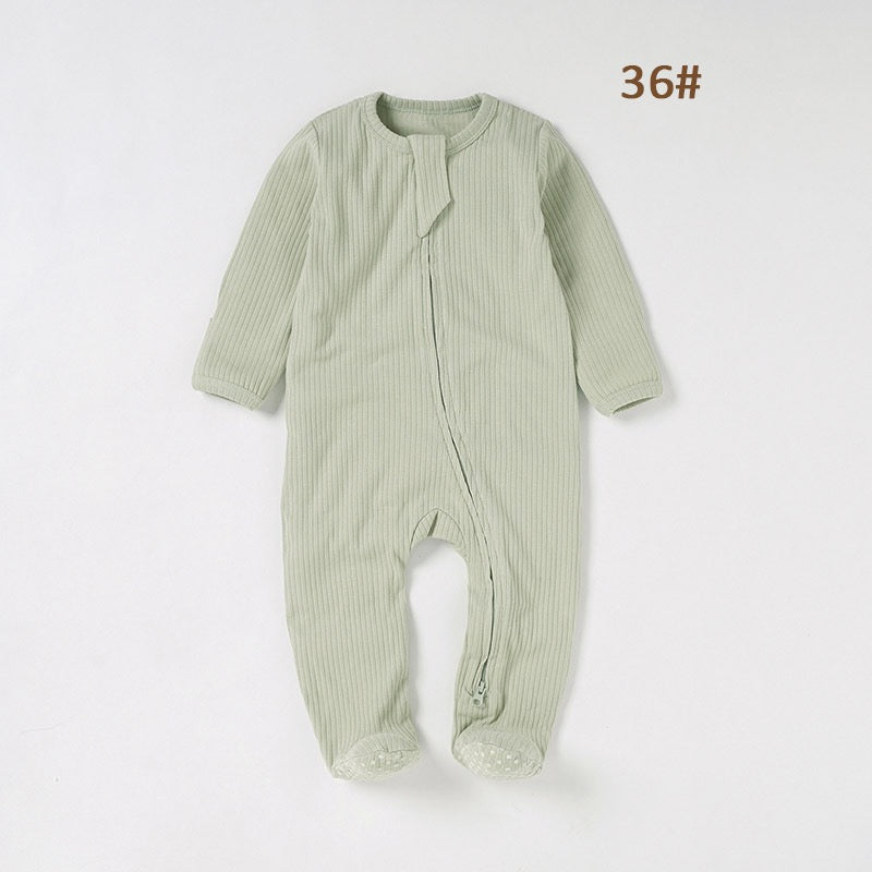 Organic Cotton Ribbed Zip Baby Sleepsuit – Ultra Soft Footed One-Piece Pajamas for Newborns & Infants | SoftEarthBaby
