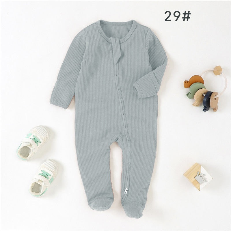Organic Cotton Ribbed Zip Baby Sleepsuit – Ultra Soft Footed One-Piece Pajamas for Newborns & Infants | SoftEarthBaby