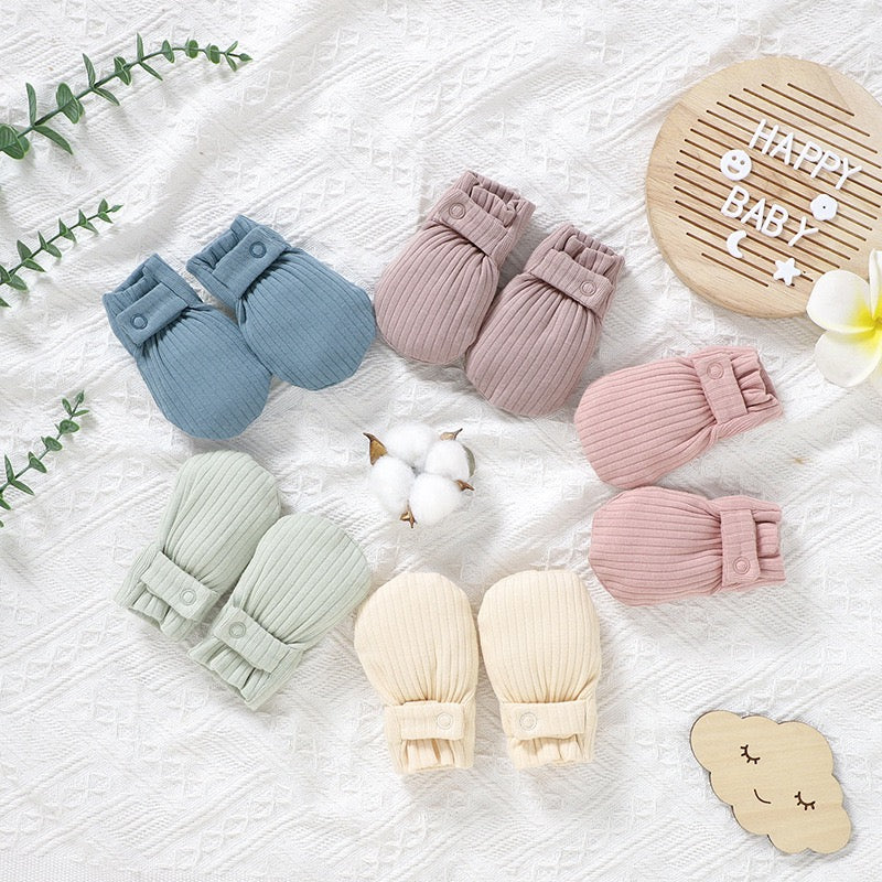 Organic Cotton Ribbed Baby Mittens – Ultra Soft No-Scratch Newborn Gloves for Sensitive Skin | SoftEarthBaby